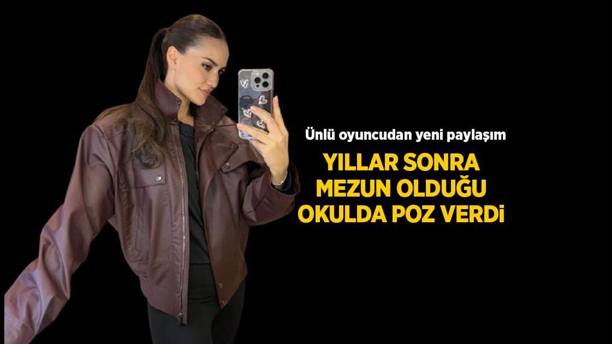 11 yıl sonra birebir yerde! Fahriye Evcen mezun olduğu üniversitede poz verdi