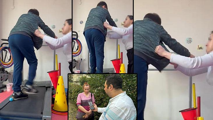 Aileye kazara gönderilen skandal kayıt! Koşu bandında dayak