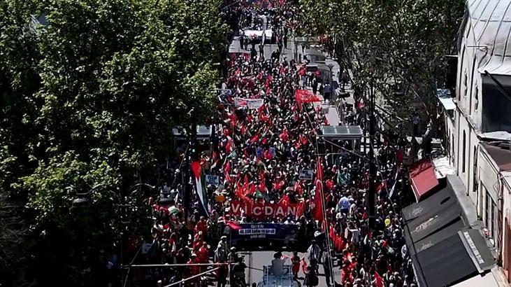 İHH’nin İstanbul’da düzenlediği Gazze’ye dayanak yürüyüşü sona erdi