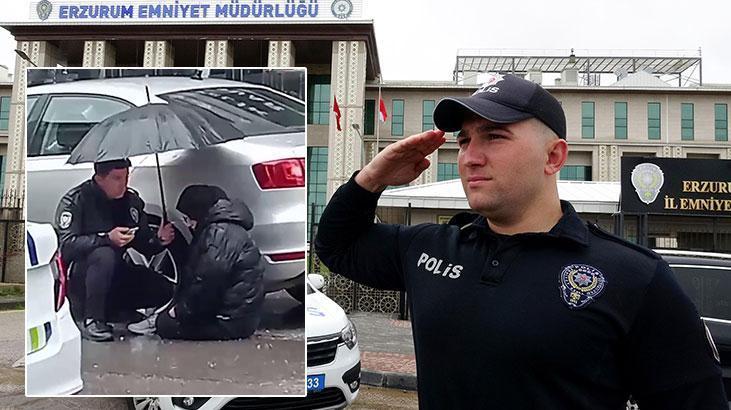 Yaralı öğrenciyi şemsiye ile yağmurdan müdafaaya çalışan polis o anları anlattı