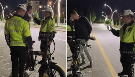 Alkollü bisiklet şoförüne ceza kesildi! Polis: Alkollü halde eşek bile kullanamazsın