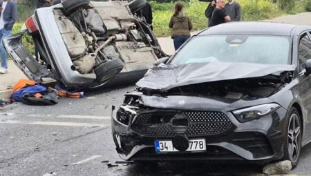 Beylikdüzü’nde feci kaza! Evvel aykırı şeride daldı, akabinde 2 araca çarptı